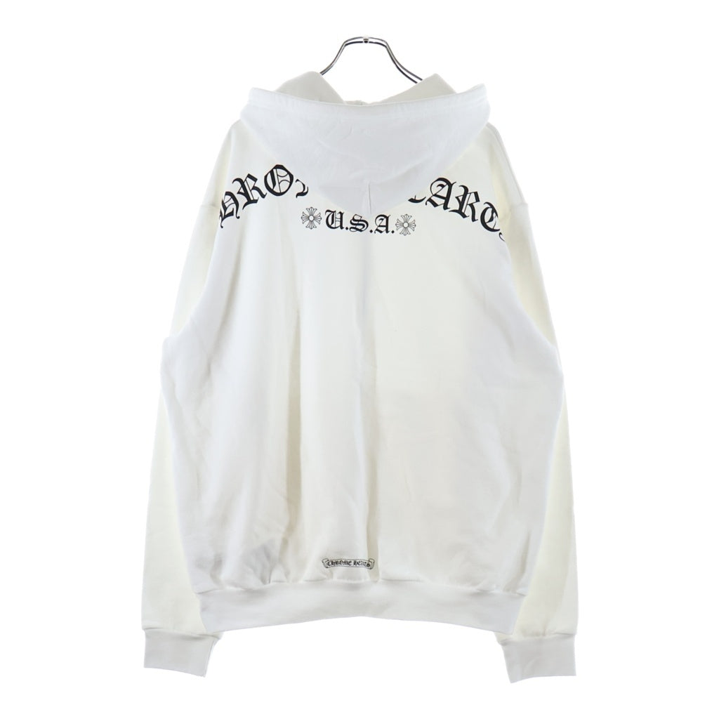 CHROME HEARTS(クロムハーツ) SWTSHRT HD ZIP バッグアーチロゴプリント ジップアップパーカー ホワイト ー