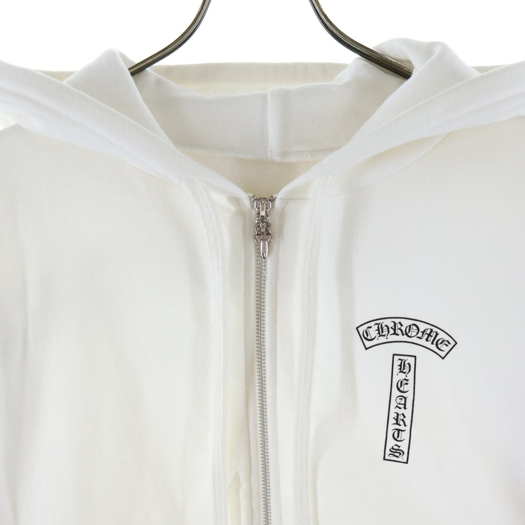 CHROME HEARTS(クロムハーツ) SWTSHRT HD ZIP バッグアーチロゴプリント ジップアップパーカー ホワイト ー