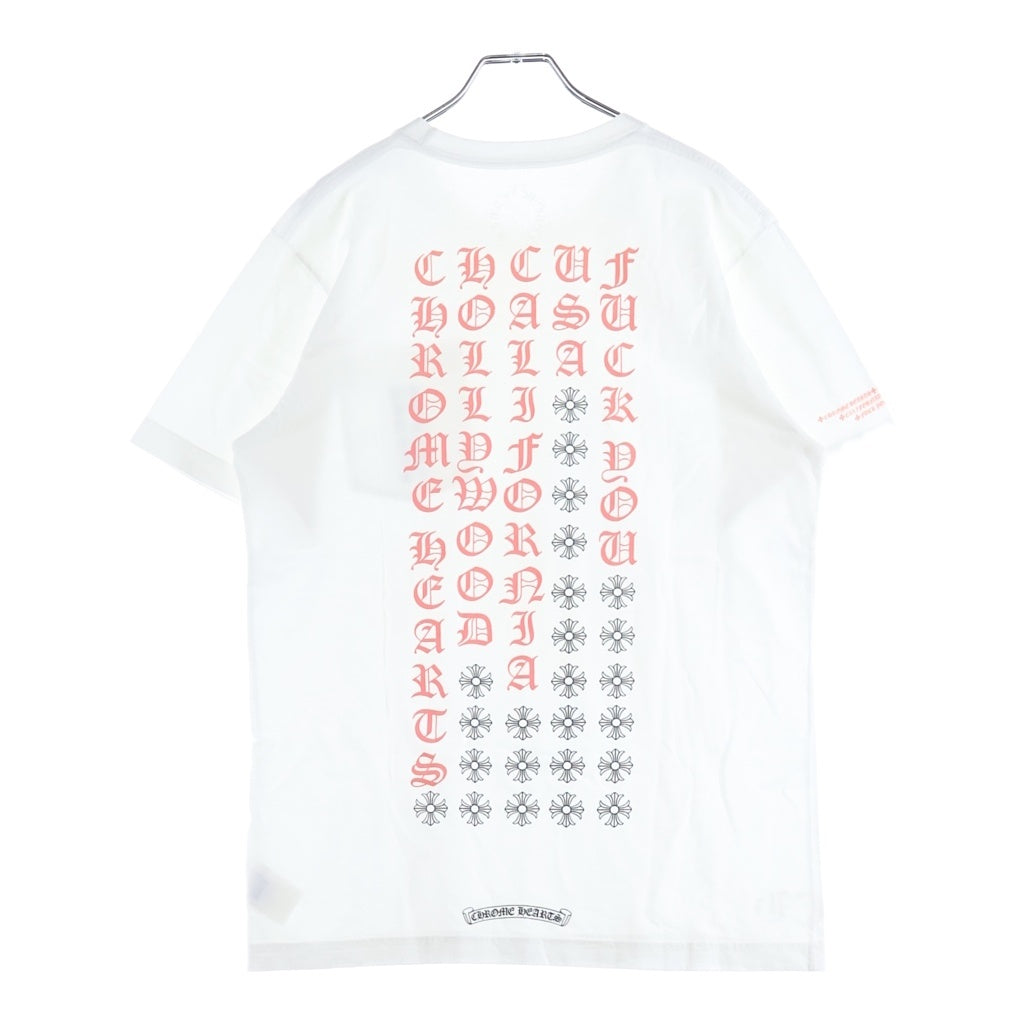 CHROME HEARTS(クロムハーツ) BACK LETTERING LOGO S/S TEE レタリングプリント半袖Tシャツ ホワイト/ピンク