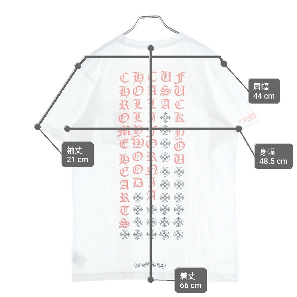 CHROME HEARTS(クロムハーツ) BACK LETTERING LOGO S/S TEE レタリングプリント半袖Tシャツ ホワイト/ピンク