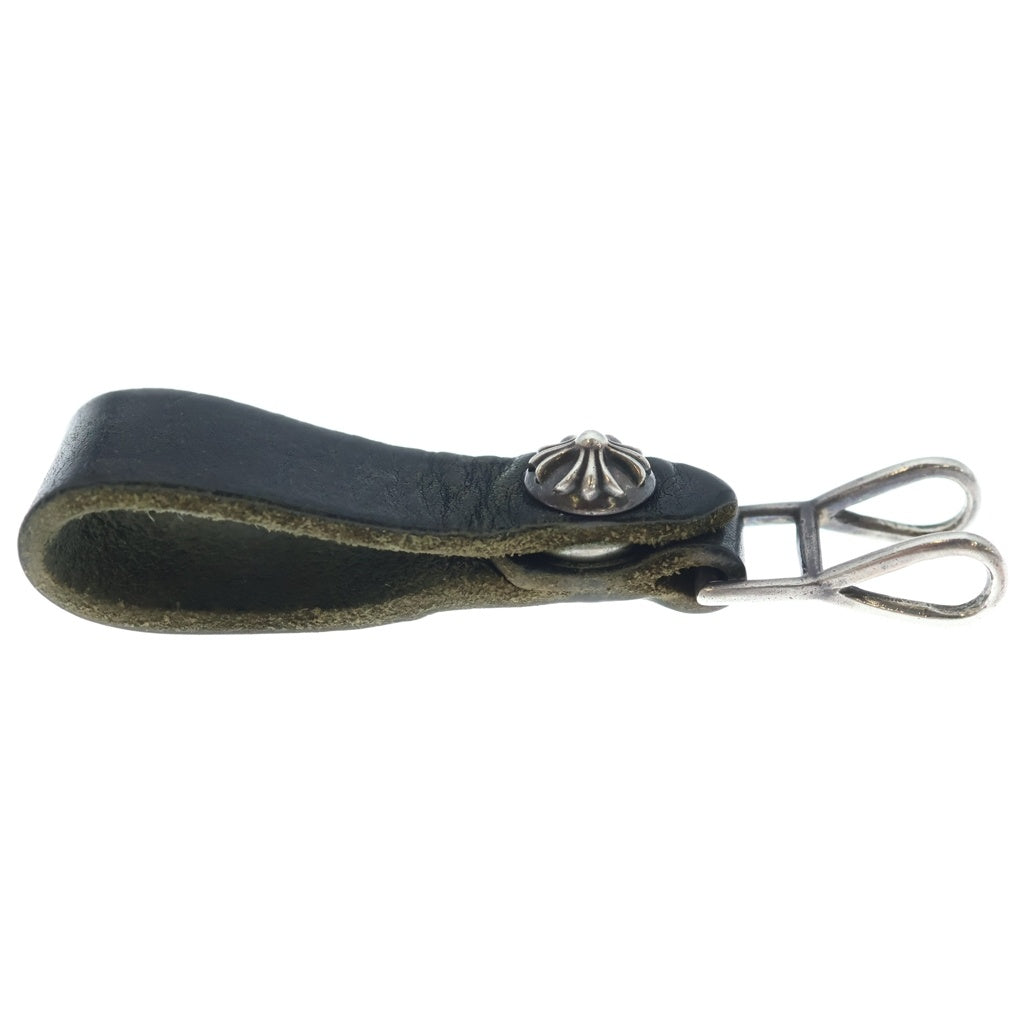 CHROME HEARTS(クロムハーツ) BELT LOOP クロスボールボタンレザーベルトループ シルバー/ブラック BCA397