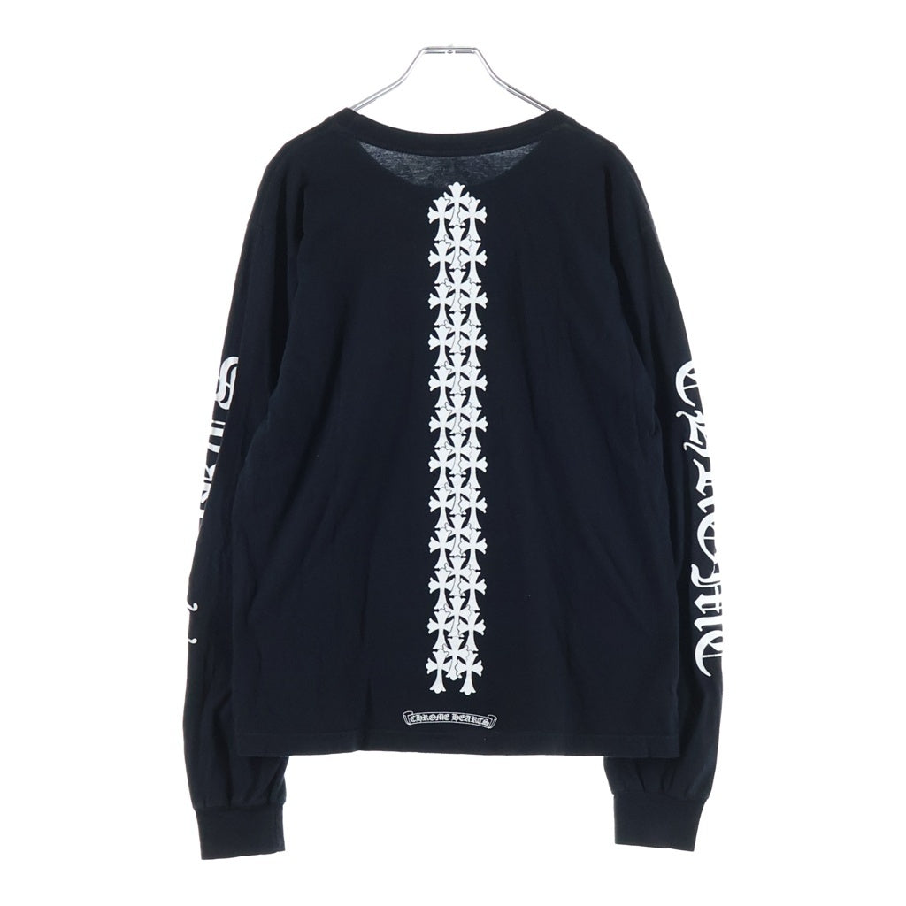 CHROME HEARTS(クロムハーツ) Cemetery Cross Tire Track L/S Tee バックセメタリークロス タイヤトラックプリント長袖Tシャツ ブラック