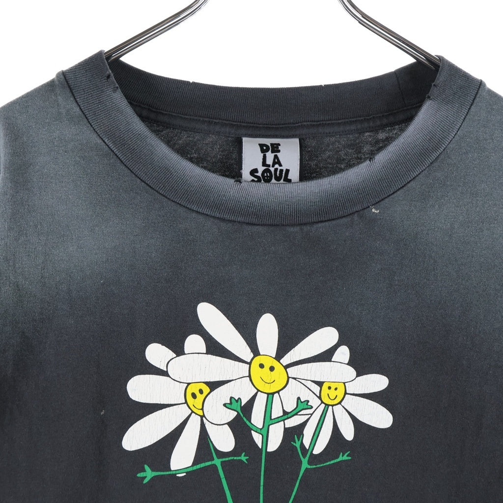 SAINT MICHAEL(セントマイケル) DE LA SOULプリントヴィンテージ加工Tシャツ カットソー ブラック SM-HR1-0000-C18