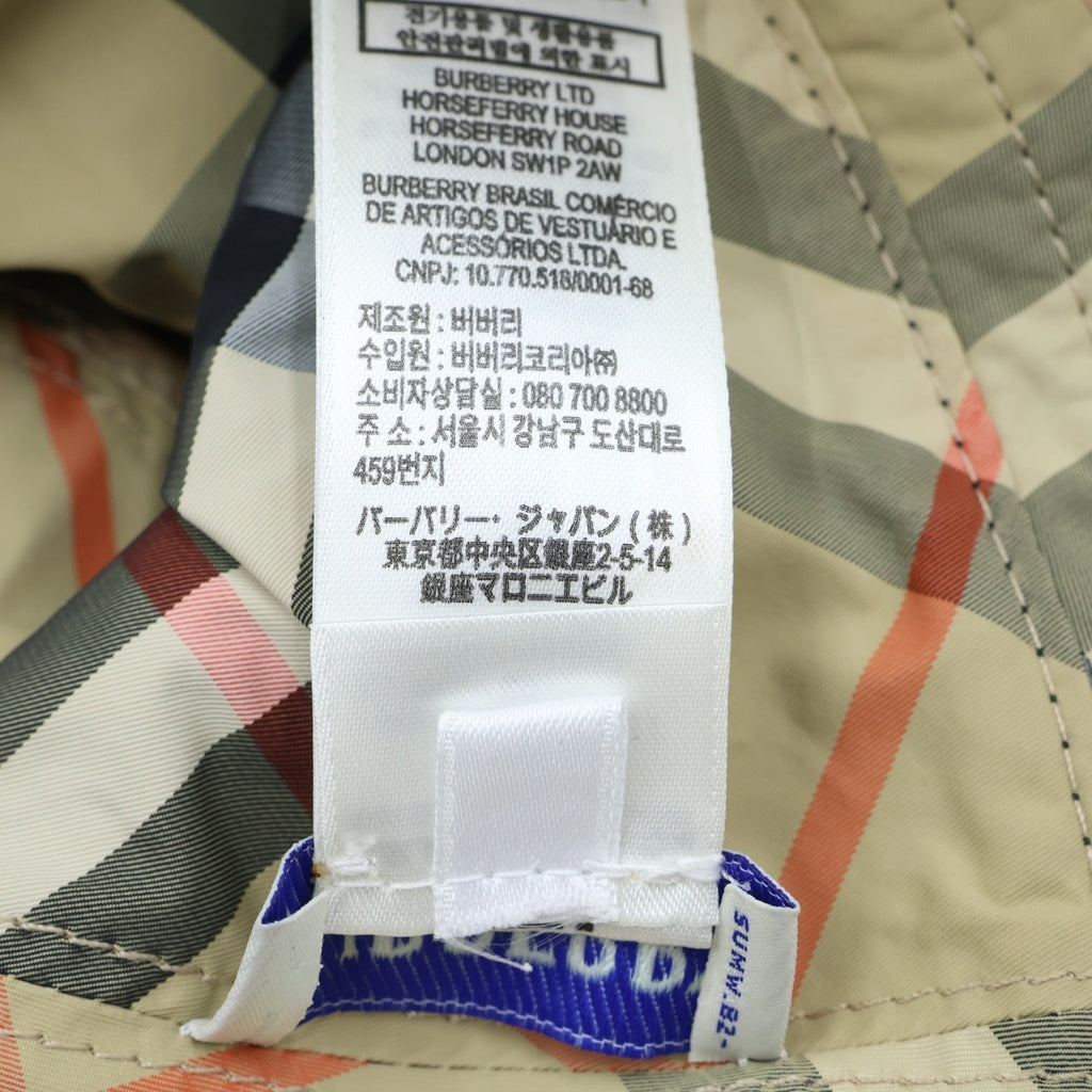 BURBERRY(バーバリー) フロントロゴ刺繍 裏チェック総柄 バケットハット ブラック