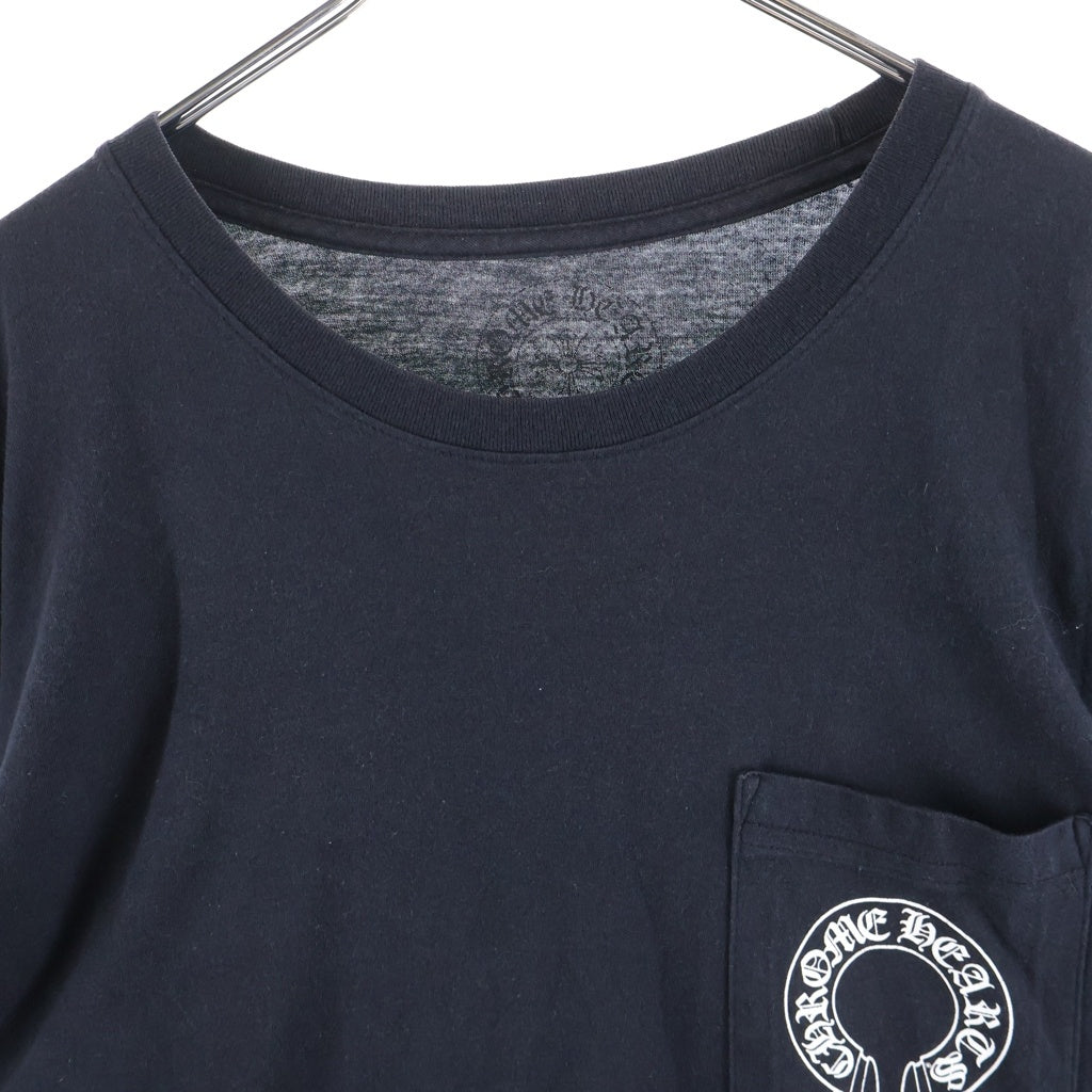 CHROME HEARTS(クロムハーツ) FLOLAL CROSS HORSESHOE L/S Tee フローラルクロス バックホースシュープリント 長袖Tシャツ ブラック