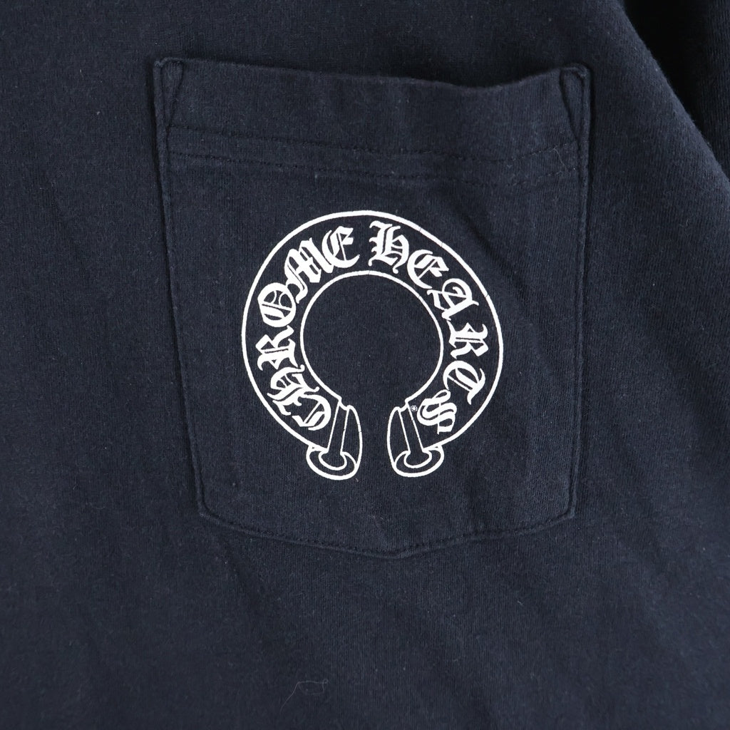 CHROME HEARTS(クロムハーツ) FLOLAL CROSS HORSESHOE L/S Tee フローラルクロス バックホースシュープリント 長袖Tシャツ ブラック
