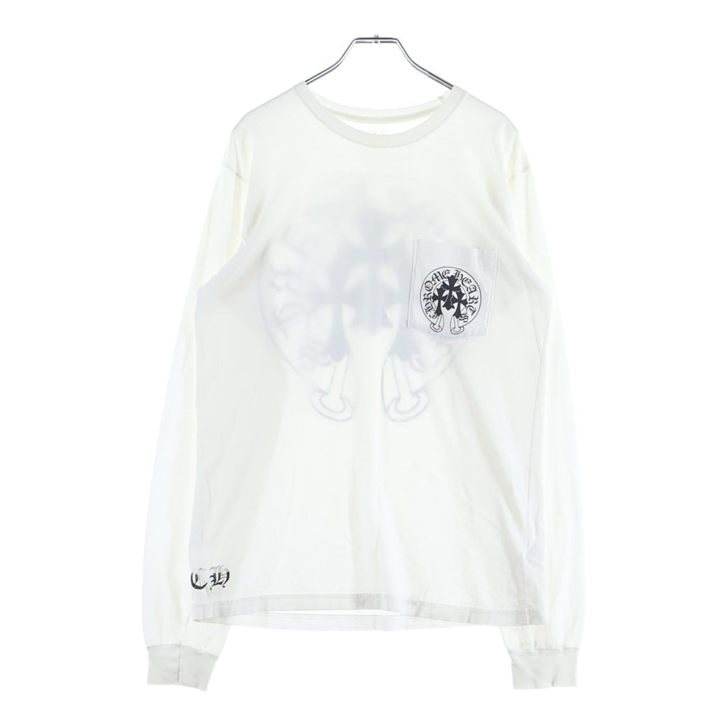 CHROME HEARTS(クロムハーツ) TRIPLE CROSS L/S Tee バックトリプルクロスプリント 長袖Tシャツカットソー ホワイト
