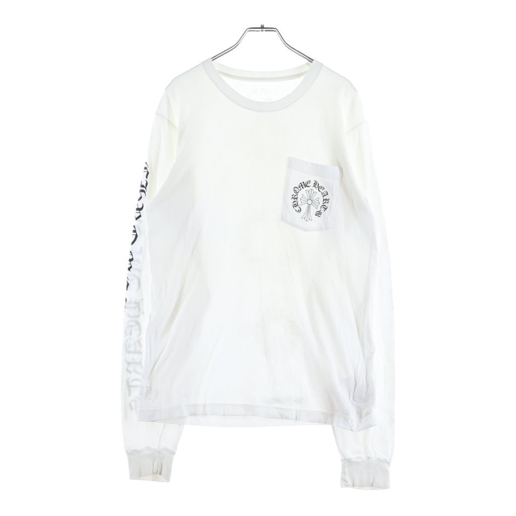 CHROME HEARTS(クロムハーツ) L/S CH Tee セメタリークロス ホースシュー アームプリント 長袖Tシャツカットソー ホワイト
