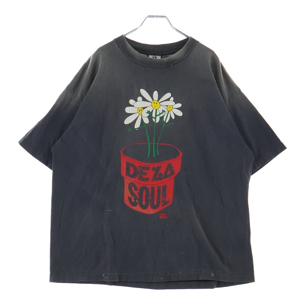 SAINT MICHAEL(セントマイケル) 25AW ×DE SS TEE DE LA SOUL デラソウル ヴィンテージ加工 プリント 半袖Tシャツ SM-HR1-0000-C18 ブラック