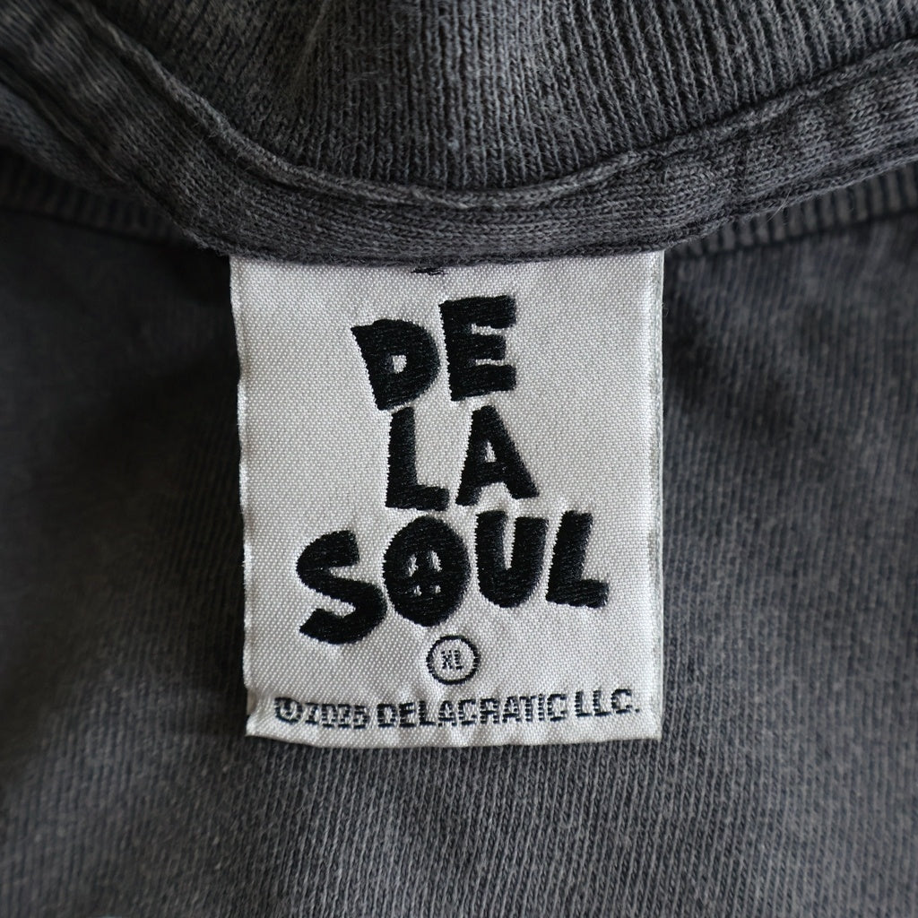 SAINT MICHAEL(セントマイケル) 25AW ×DE SS TEE DE LA SOUL デラソウル ヴィンテージ加工 プリント 半袖Tシャツ SM-HR1-0000-C18 ブラック