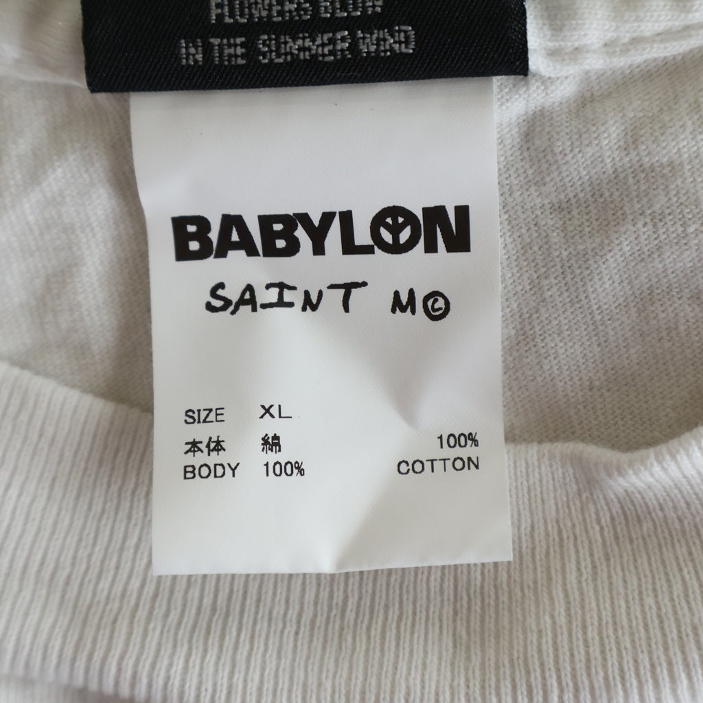 SAINT MICHAEL(セントマイケル) 25AW ×Babylon SAINT BABYLON Tee バビロン プリントTシャツ SM-HR1-0000-C48 ホワイト