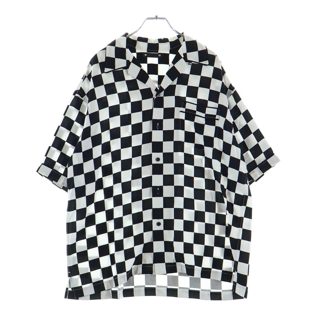 MINEDENIM(マインデニム) CU.Denim Checker flag S/S Open Collar SH チェック オープンカラーシャツ 2306-5001 ブラック/ホワイト