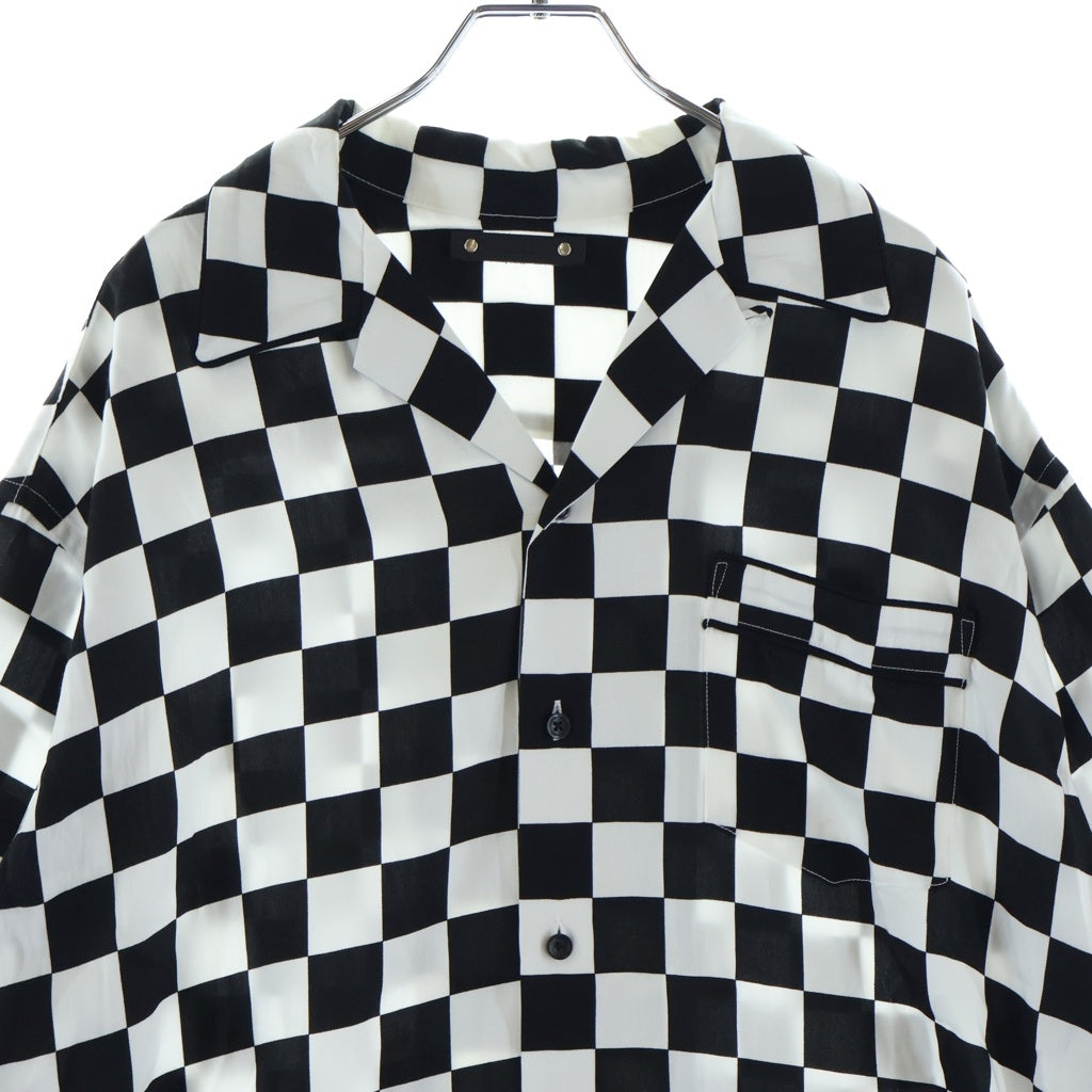 MINEDENIM(マインデニム) CU.Denim Checker flag S/S Open Collar SH チェック オープンカラーシャツ 2306-5001 ブラック/ホワイト