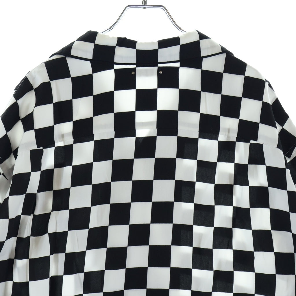 MINEDENIM(マインデニム) CU.Denim Checker flag S/S Open Collar SH チェック オープンカラーシャツ 2306-5001 ブラック/ホワイト