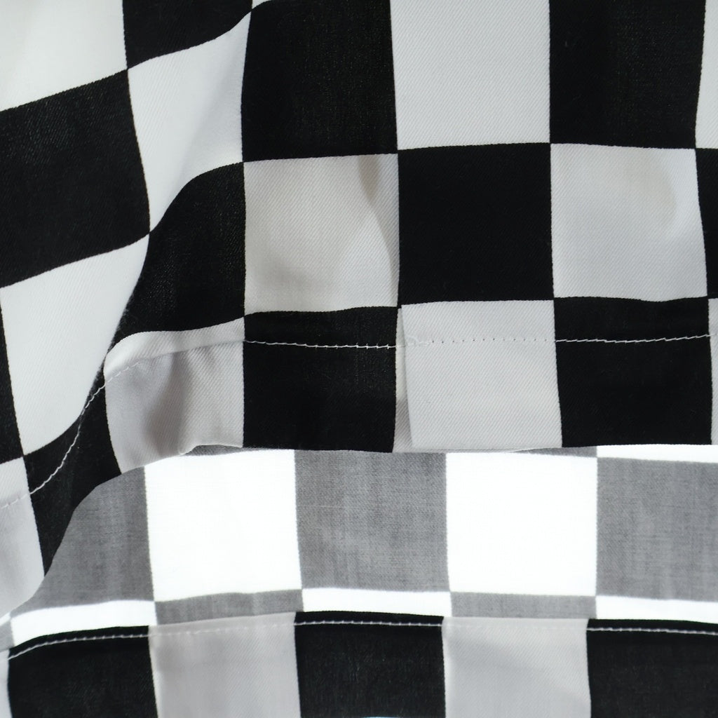 MINEDENIM(マインデニム) CU.Denim Checker flag S/S Open Collar SH チェック オープンカラーシャツ 2306-5001 ブラック/ホワイト