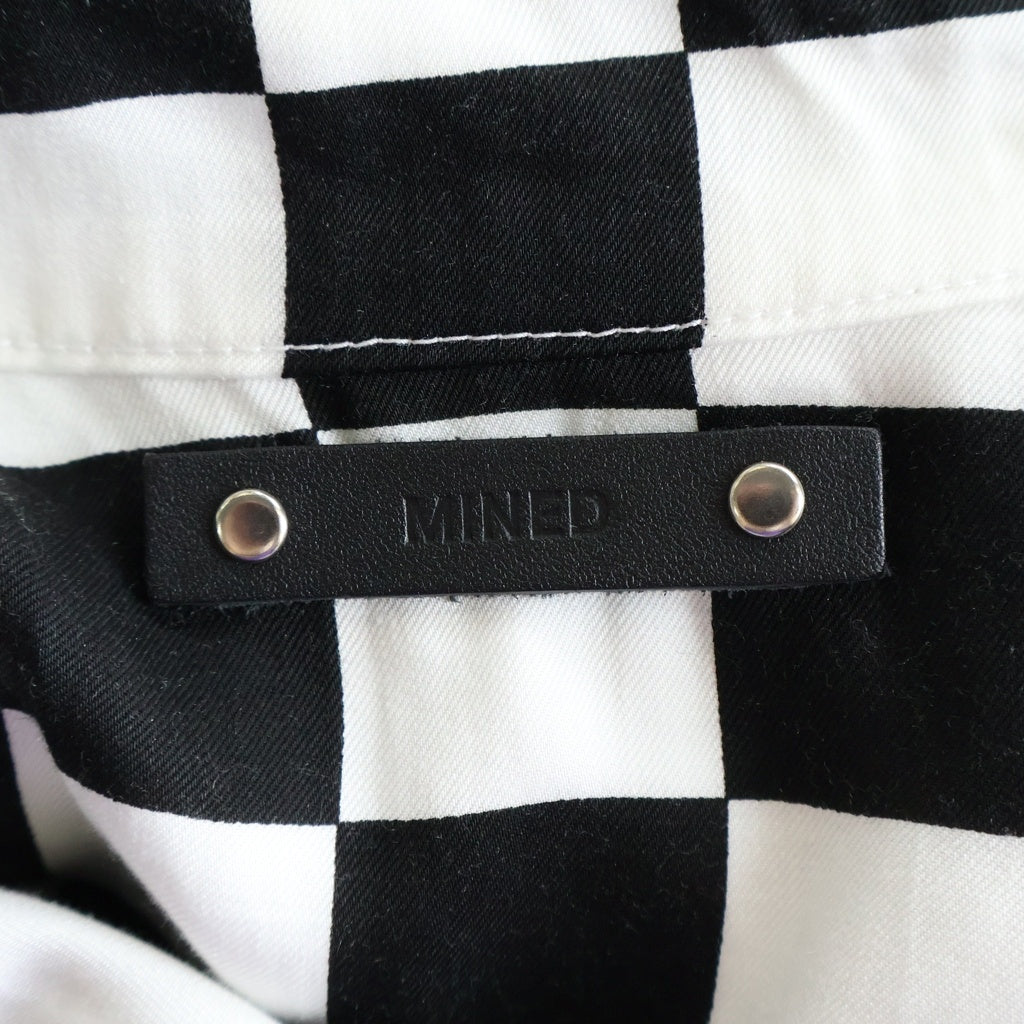 MINEDENIM(マインデニム) CU.Denim Checker flag S/S Open Collar SH チェック オープンカラーシャツ 2306-5001 ブラック/ホワイト
