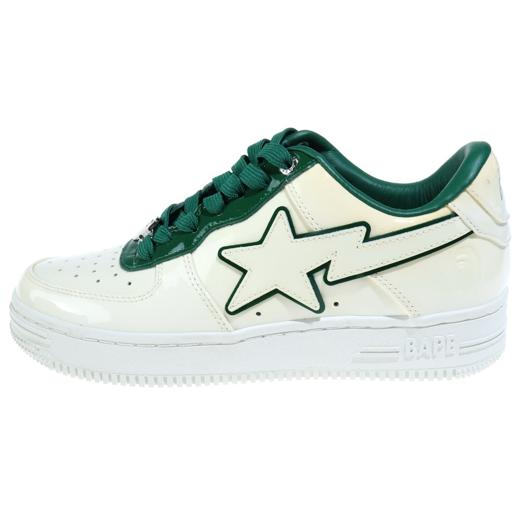A BATHING APE(アベイシングエイプ) BAPE STR Patent Leather Sneakers ベイプスター パテントレザースニーカー 0ZXSHW291017K ホワイト/グリーン レディース