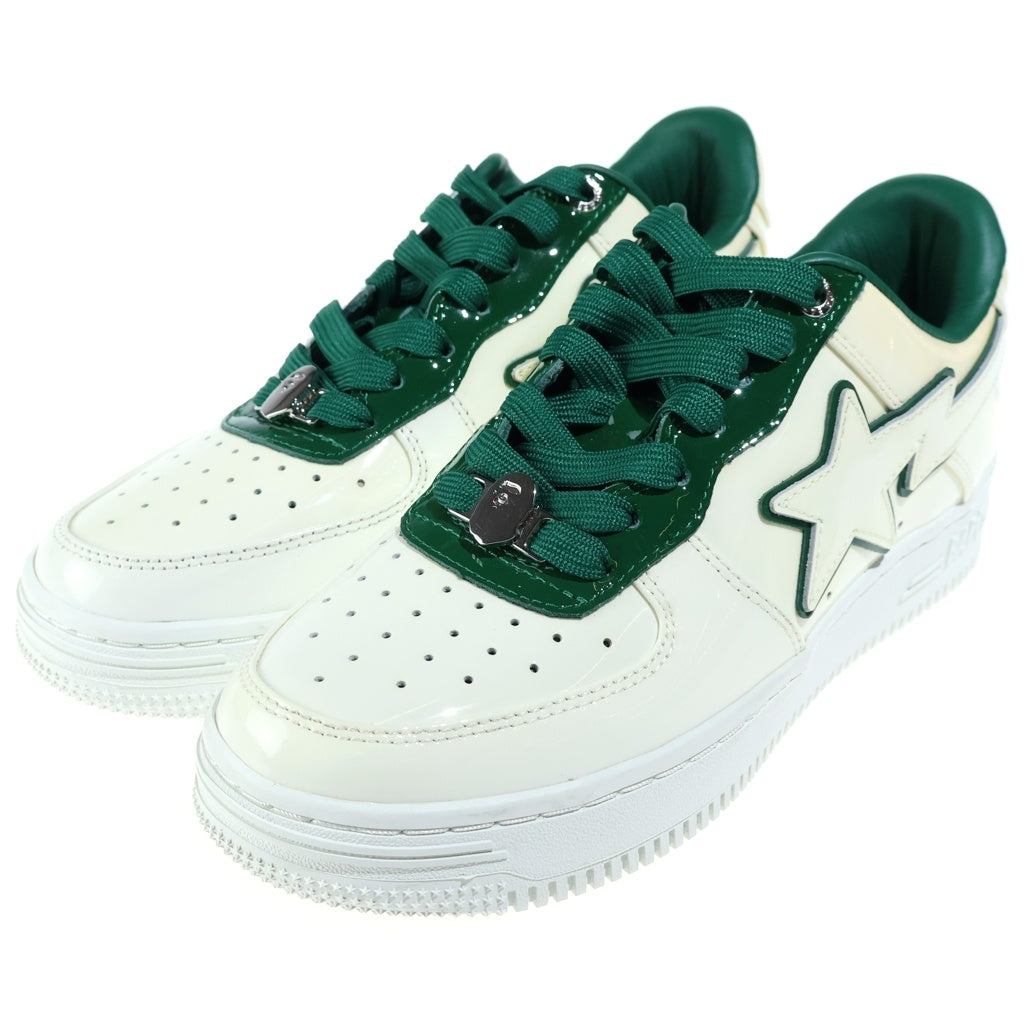 A BATHING APE(アベイシングエイプ) BAPE STR Patent Leather Sneakers ベイプスター パテントレザースニーカー 0ZXSHW291017K ホワイト/グリーン レディース