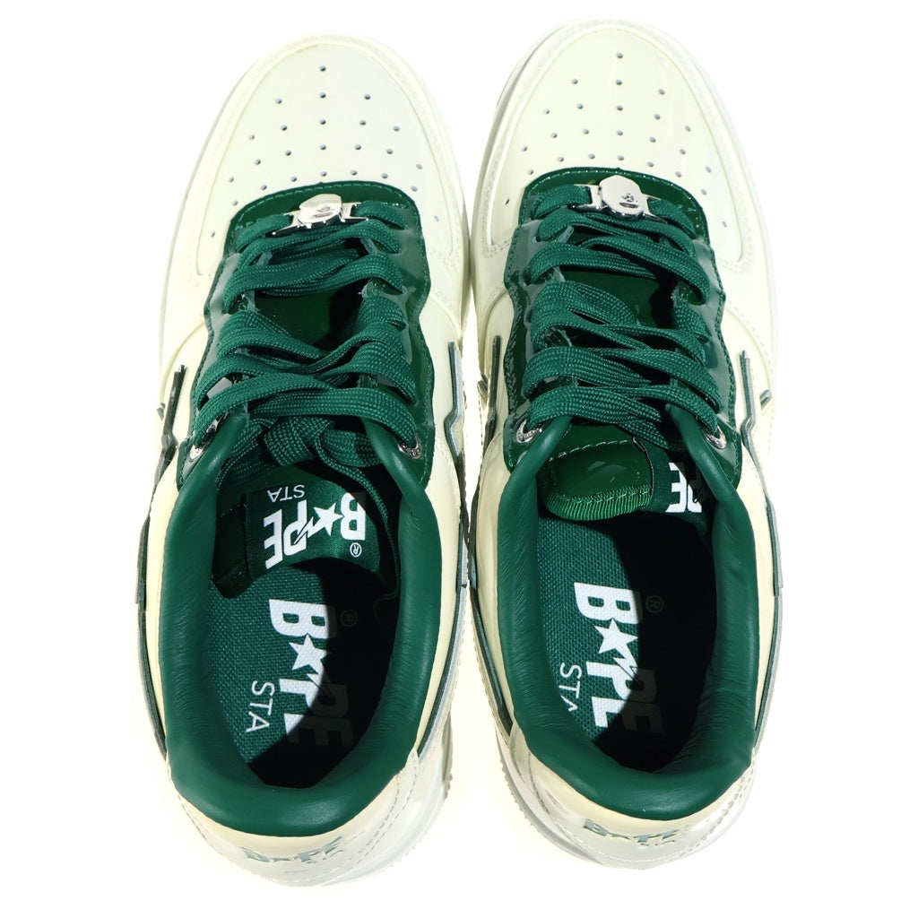 A BATHING APE(アベイシングエイプ) BAPE STR Patent Leather Sneakers ベイプスター パテントレザースニーカー 0ZXSHW291017K ホワイト/グリーン レディース