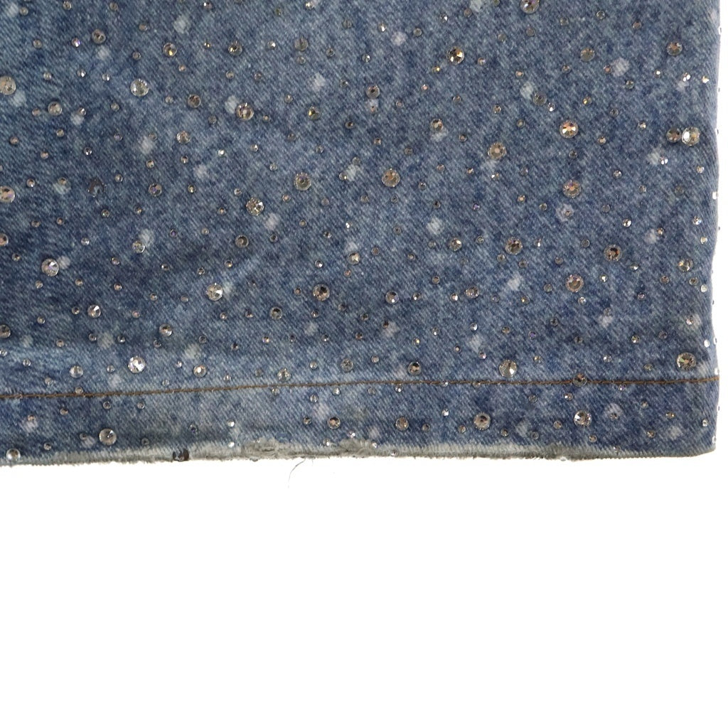 BIRTH OF ROYAL CHILD(バースオブロイヤルチャイルド) 3D Printing Washed 20k Swarovski Diamond Boro Denim ダメージ加工 ラインストーン装飾 デニムパンツ インディゴ