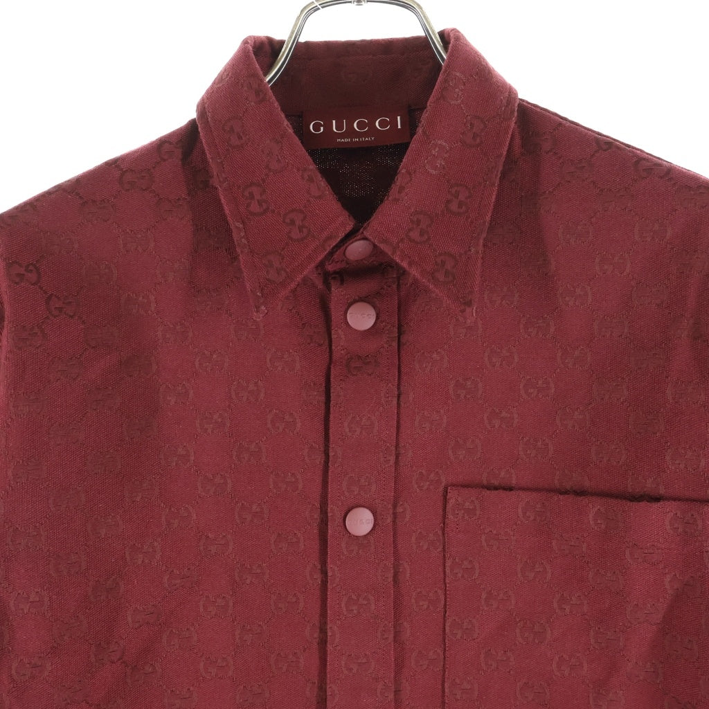GUCCI(グッチ) GGキャンバス コットン長袖シャツ 総柄ロゴ 794906 ZAF4S レッド