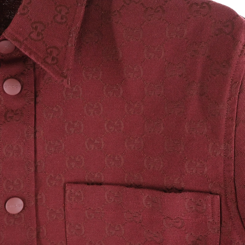 GUCCI(グッチ) GGキャンバス コットン長袖シャツ 総柄ロゴ 794906 ZAF4S レッド
