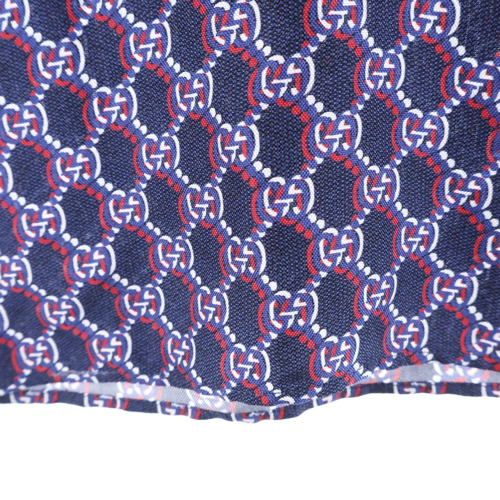 GUCCI(グッチ) Monogram Silk Shirt GG モノグラム シルク 半袖シャツ 総柄ロゴ 794907 ZAQ9H ブルー