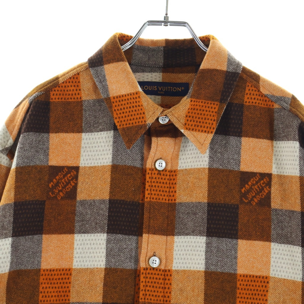 LOUIS VUITTON(ルイヴィトン) 24AW ロングスリーブフランネル 長袖シャツ RM242M MJS HRS63W ブラウン/オレンジ