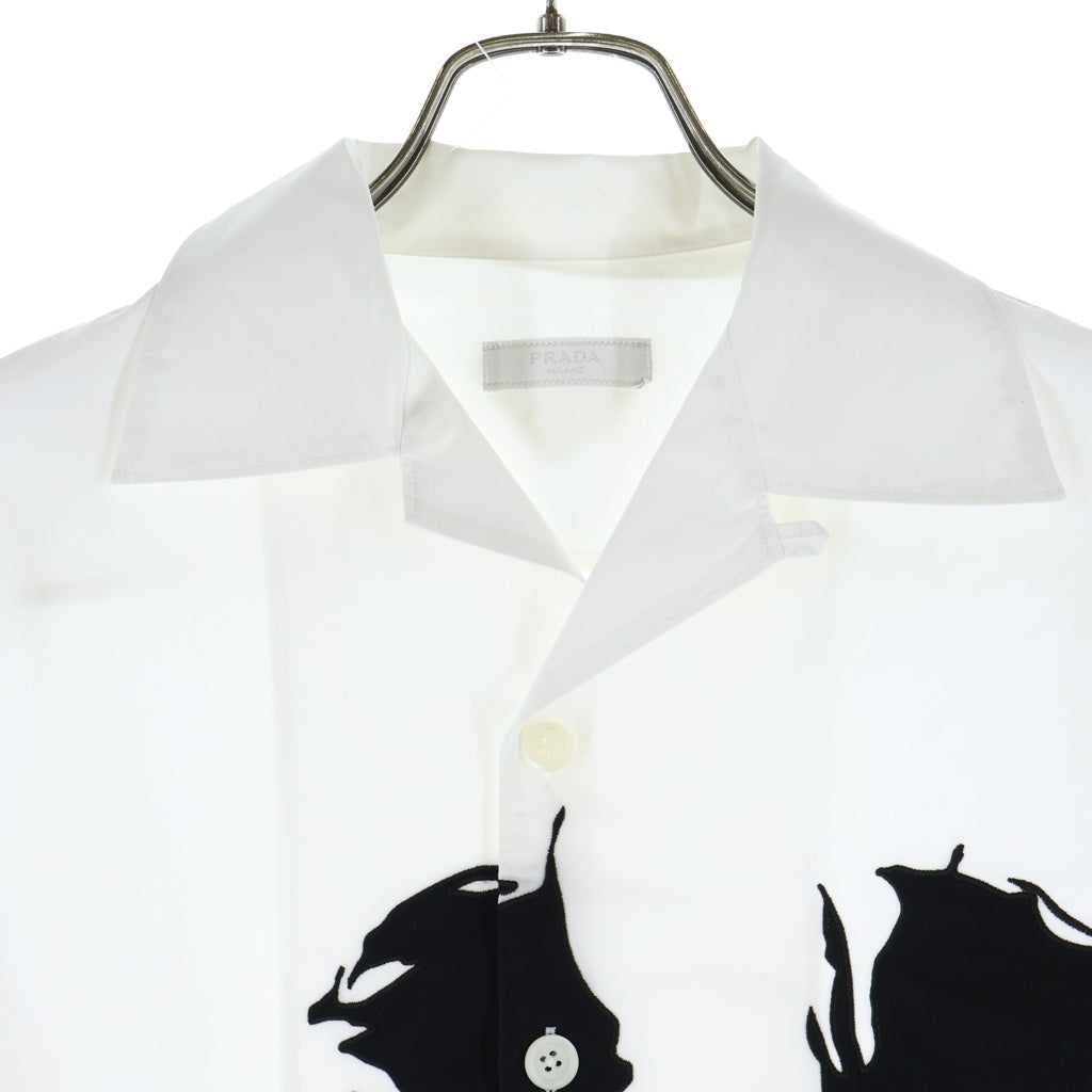 PRADA(プラダ) 23SS フローラルデザイン コットン 長袖シャツ UCN542 ホワイト
