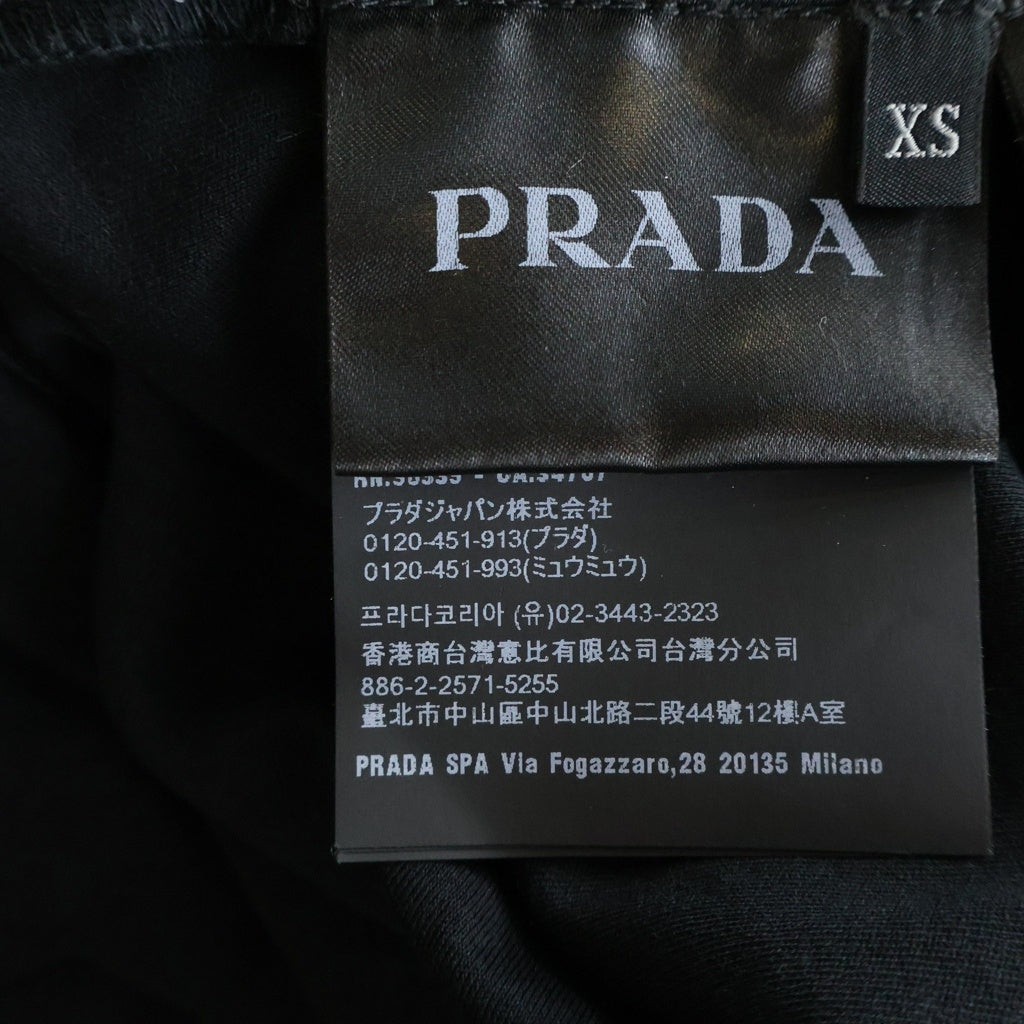 PRADA(プラダ) 23SS トライアングルロゴプレート クルーネック 半袖Tシャツカットソー UJN861 ブラック