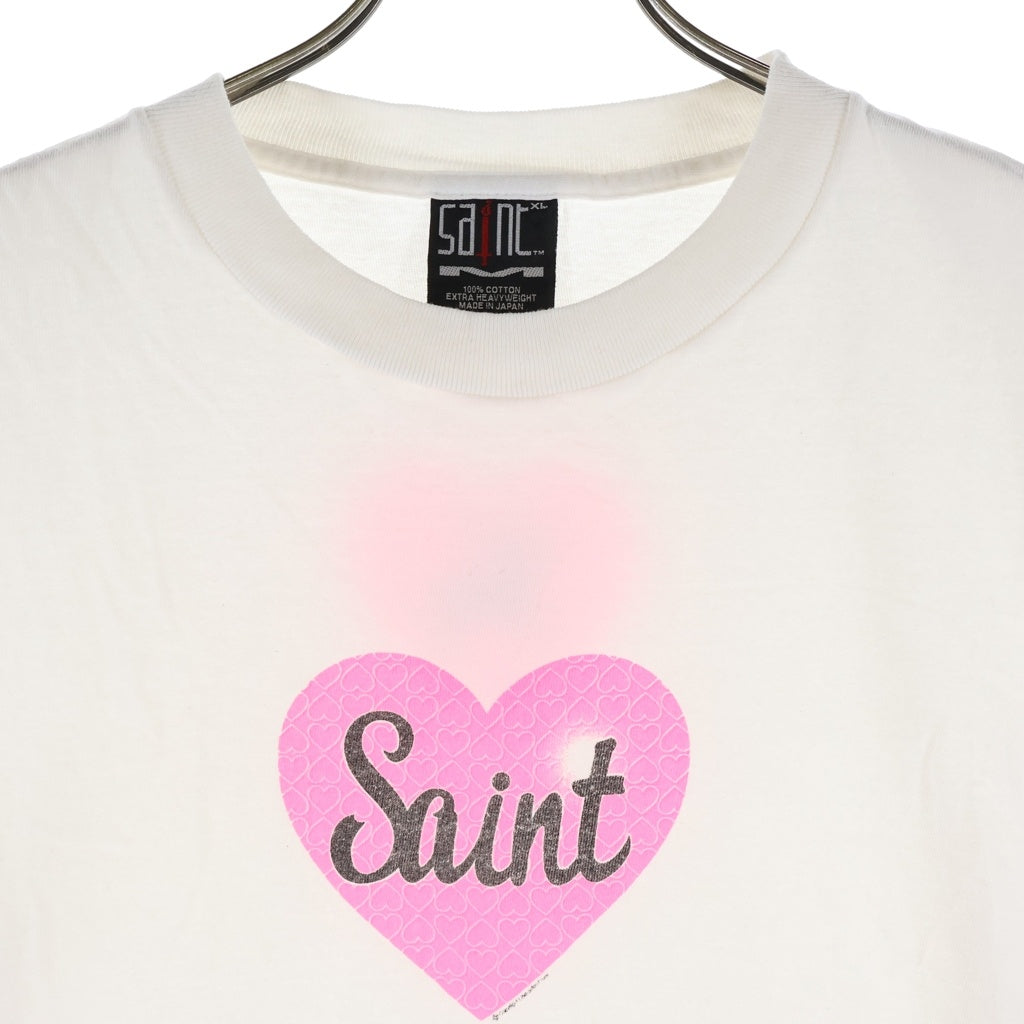 SAINT MICHAEL(セントマイケル) 25SS Heart Saint Print Tee 半袖Tシャツカットソー SM-HR1-0000-019 ホワイト