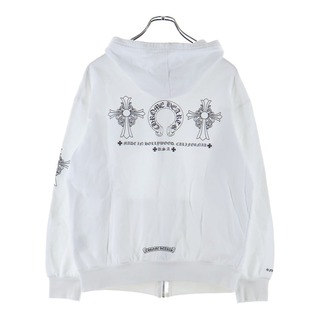 CHROME HEARTS(クロムハーツ) Made In Hollywood 3 Icon Pullover Zip-Up Hoodie メイドインハリウッド 3アイコン ジップアップフーディー スウェットパーカー ホワイト
