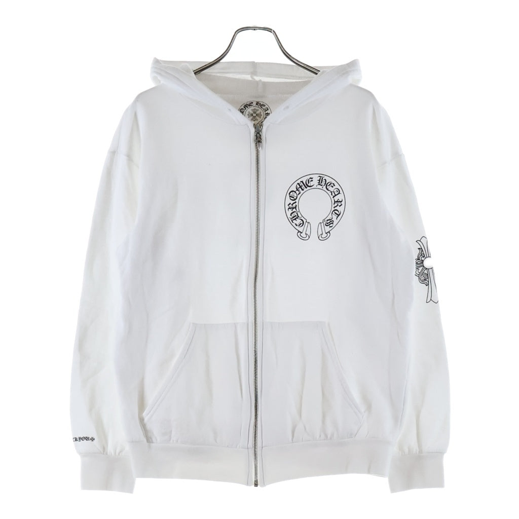 CHROME HEARTS(クロムハーツ) Made In Hollywood 3 Icon Pullover Zip-Up Hoodie メイドインハリウッド 3アイコン ジップアップフーディー スウェットパーカー ホワイト