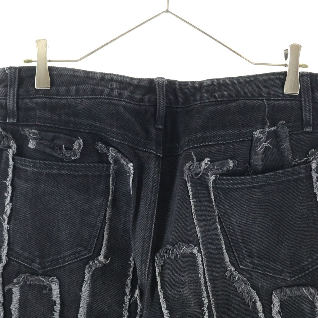 PARADOXE PARIS(パラドークス パリ) AREA51 BLACK DENIM フリンジブラックデニムパンツ ブラック