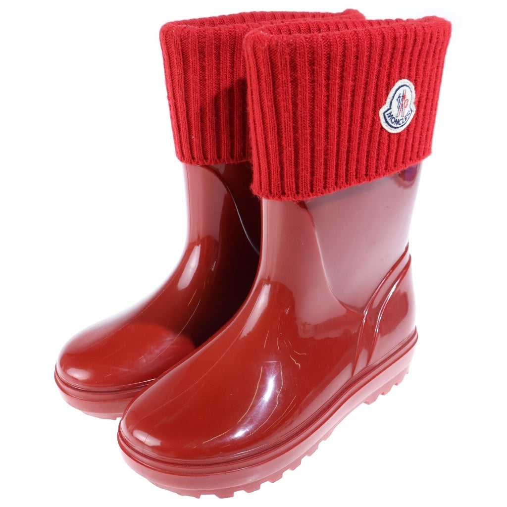 MONCLER(モンクレール) リブニット ラバーロングレインブーツ レッド ー レディース