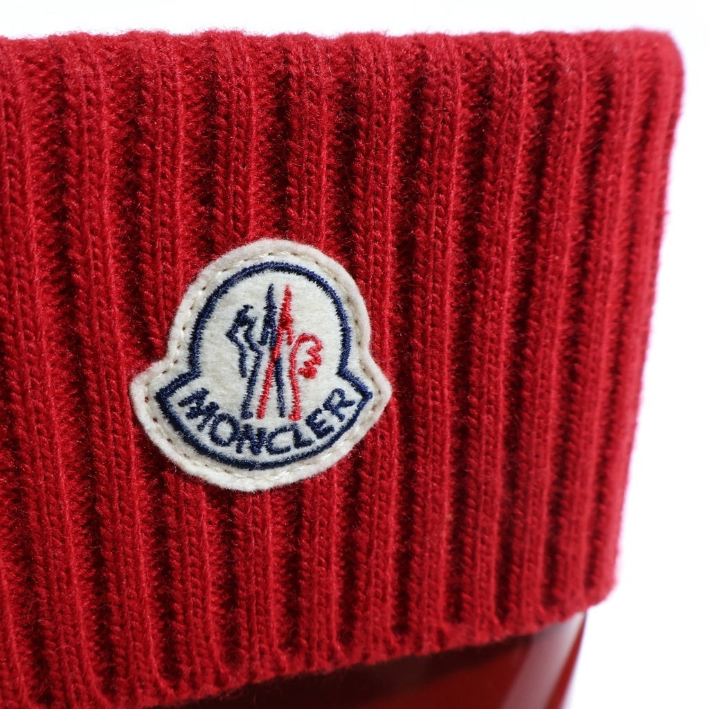 MONCLER(モンクレール) リブニット ラバーロングレインブーツ レッド ー レディース