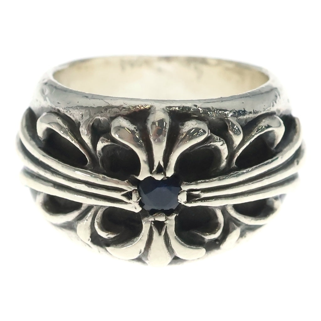 CHROME HEARTS(クロムハーツ) FLRL CRS 1SAP フローラルクロス ワンポイントサファイア リング シルバー