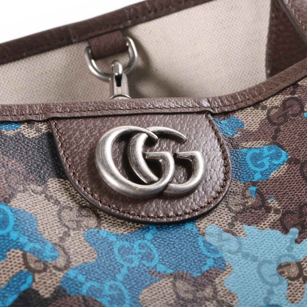 GUCCI(グッチ) GGスプリーム ブルーカモフラージュキャンバストートバッグ 858016 ベージュ/ブルー レディース