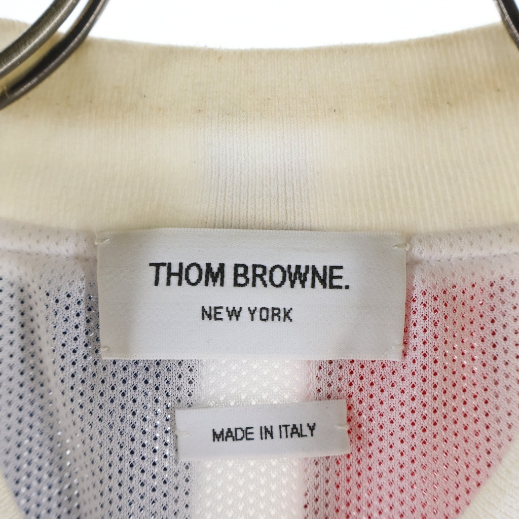 THOM BROWNE(トムブラウン) シグニチャー バックストライプ リップスタップ ナイロンボンバージャケット MJT079A-03215100 ホワイト