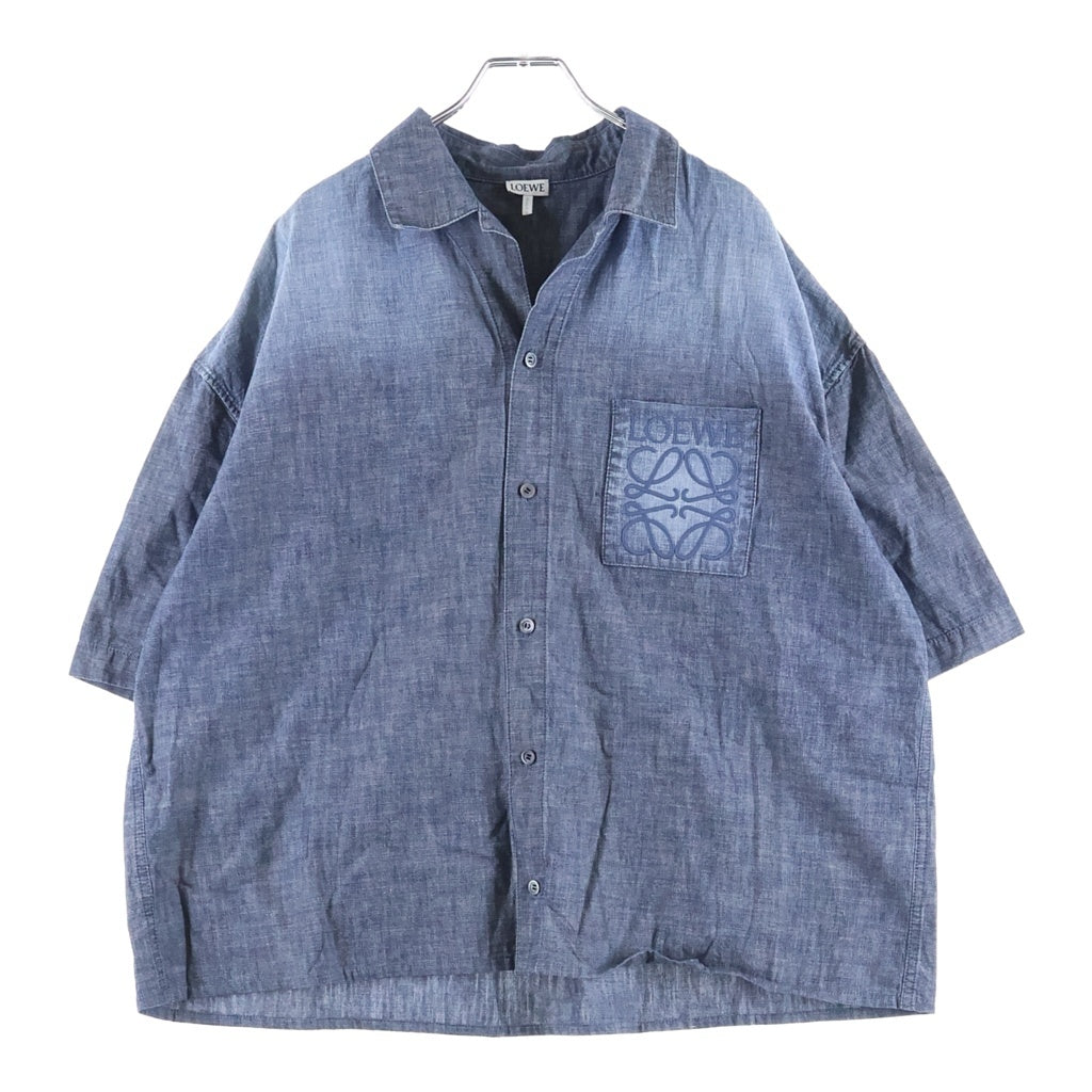 LOEWE(ロエベ) 26SS Short Sleeved Denim Shirt フロントロゴ刺繍半袖シャツ インディゴ H526Y1DM21