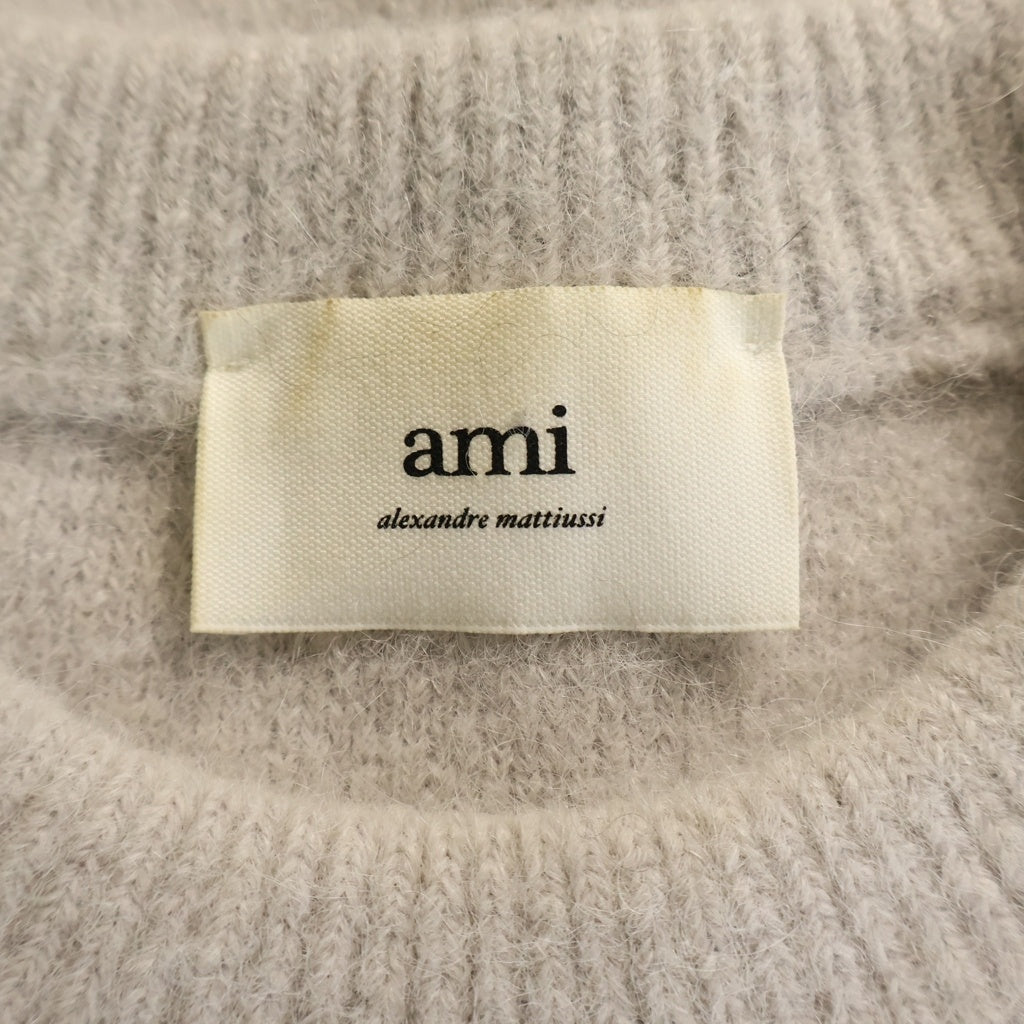 AMI Alexandre Mattiussi(アミアレクサンドルマテュッシ) ハートロゴ アルパカ混クルーネックセーター UKS025.KN0032 ベージュ