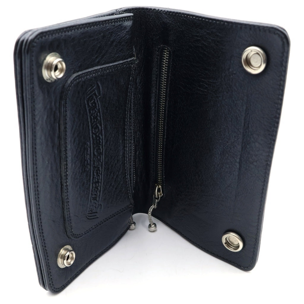 CHROME HEARTS(クロムハーツ) 2ZIP 2ジップ クロスボールボタンレザーウォレット 財布 ブラック BCA363