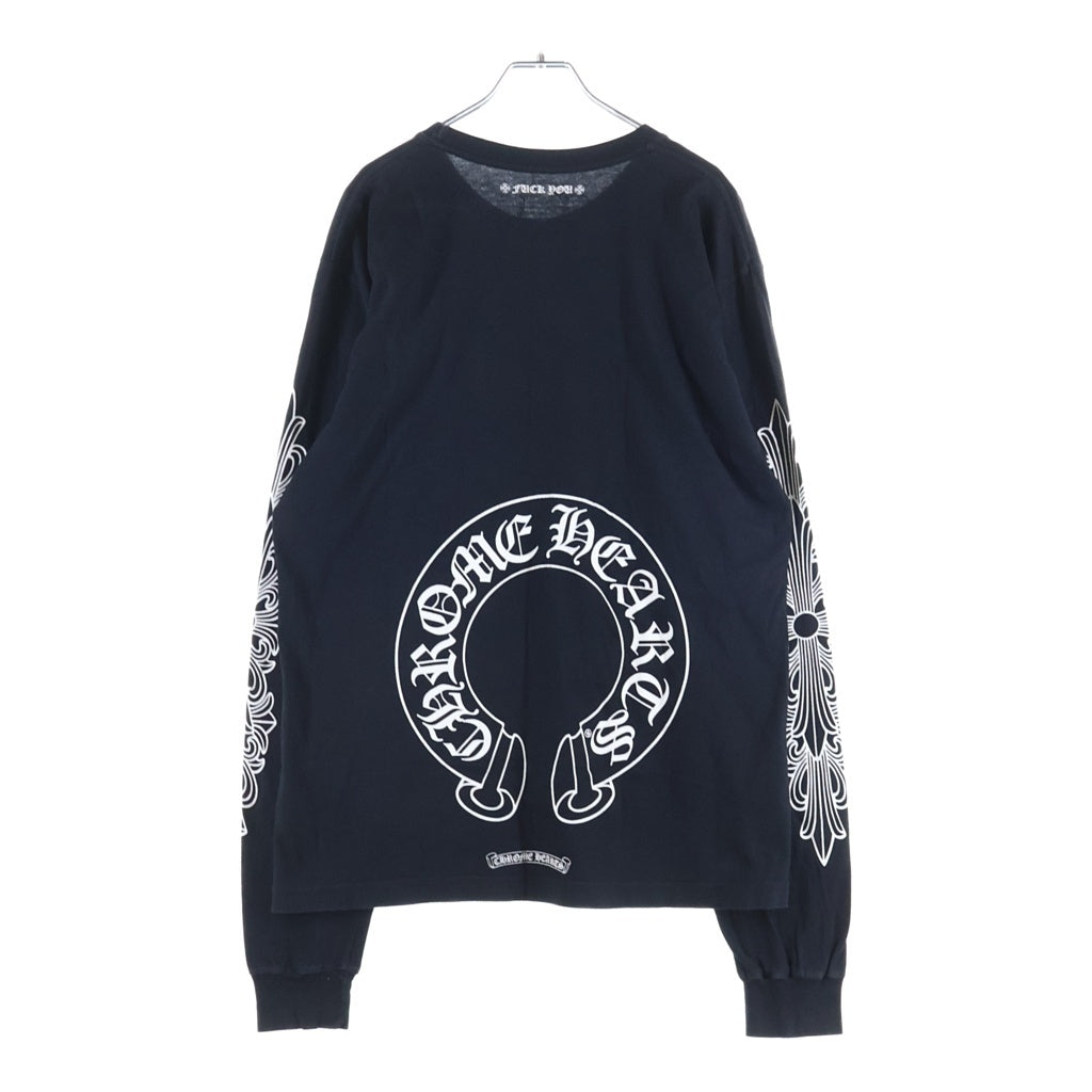 CHROME HEARTS(クロムハーツ) DBL FLRL FUCK YOU L/S TEE ダブルフローラル ファックユープリント長袖Tシャツ ブラック
