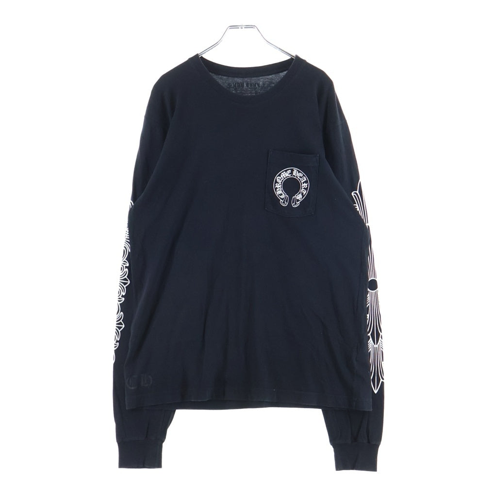 CHROME HEARTS(クロムハーツ) DBL FLRL FUCK YOU L/S TEE ダブルフローラル ファックユープリント長袖Tシャツ ブラック