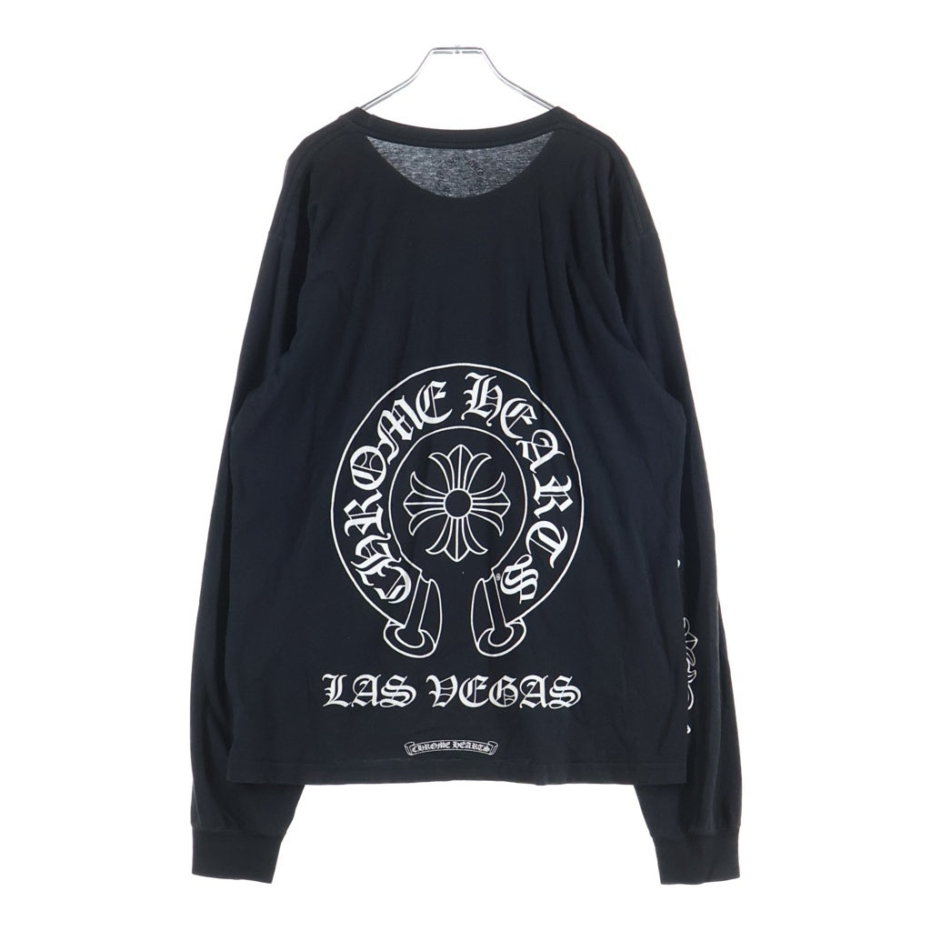 CHROME HEARTS(クロムハーツ) LAS VEGAS DBL FLRL HORSESHOE L/S TEE ラスベガス限定 ダブルフローラル ホースシュープリント長袖Tシャツ ブラック