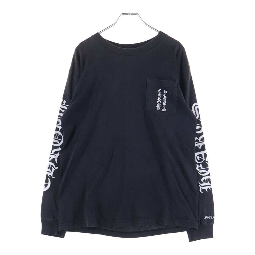 CHROME HEARTS(クロムハーツ) OLD CH LOGO FUCK YOU L/S TEE オールド CHロゴ 袖ファックユープリント長袖Tシャツ ブラック