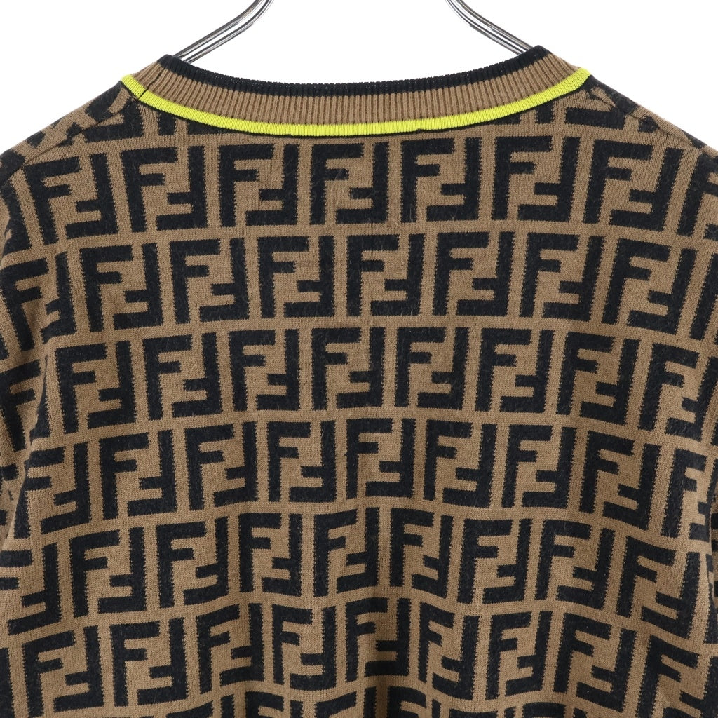 FENDI(フェンディ) ズッカ柄 クルーネックウールニット ブラウン FZZ481 AAV9