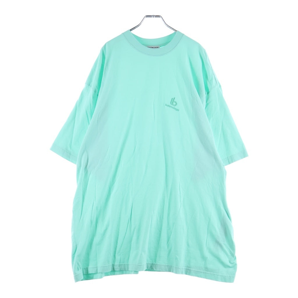BALENCIAGA(バレンシアガ) 刺繍ロゴ ダメージ加工 半袖Tシャツカットソー ブルー 681314