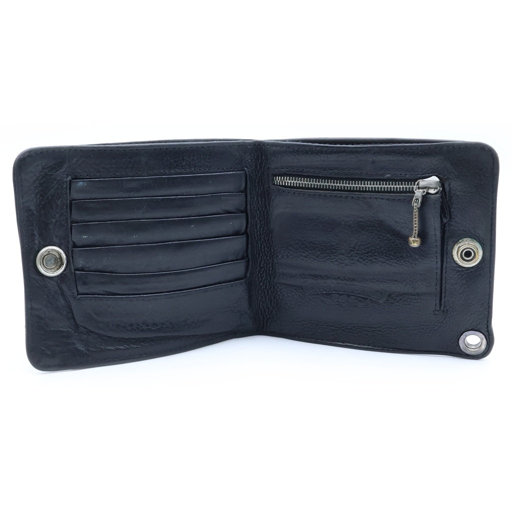 CHROME HEARTS(クロムハーツ) 1SNAP 1スナップ クロス ボールボタン レザーウォレット 財布 ブラック