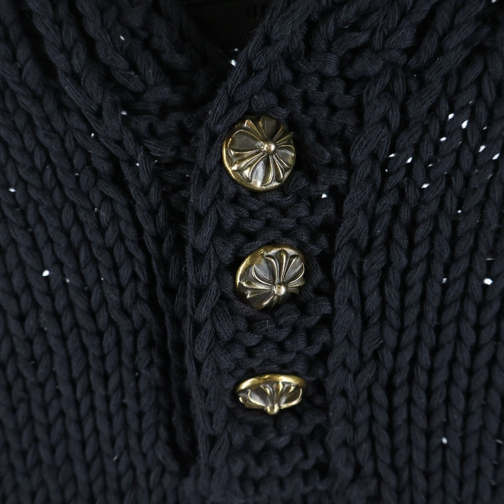 CHROME HEARTS(クロムハーツ) Cemetery Cross Patch Cashmere Knit Sweater セメタリークロスパッチ クロスボールボタンカシミアニットセーター ブラック